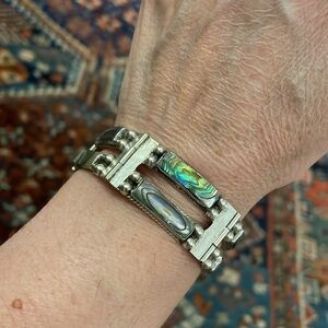 Vintage Silver Abalone Bracelet Mexico
